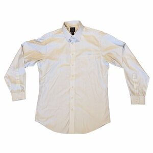 Jos. A. Bank Traveler’s Collection White Blue & Maroon Striped Dress Shirt 16-35